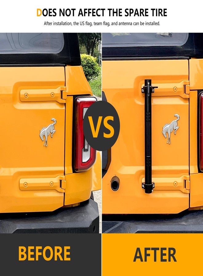 RERPRO Flag Mount Flagpole Holder for 2021 2022 2023 2024 2025 New Ford Bronco 2/4 Door Exterior Accessories Tailgate Hinge Aluminum Single Flag Pole Mount with CB Antenna Bracket Base - Image 2